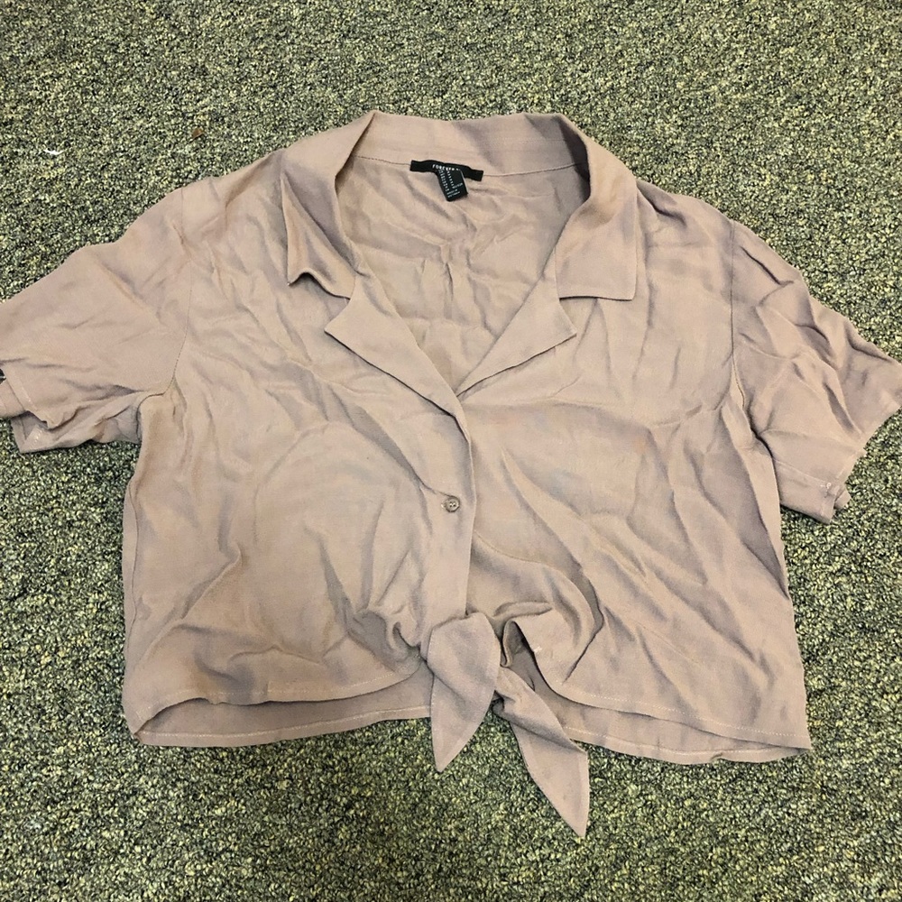 Forever 21 Cropped/Tied Button Up